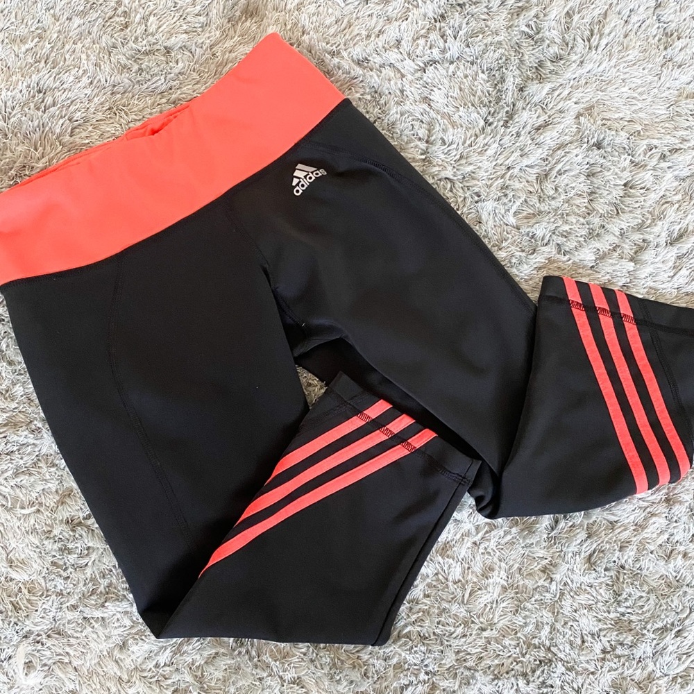 Adidas Black Pink Cropped Leggings Climate